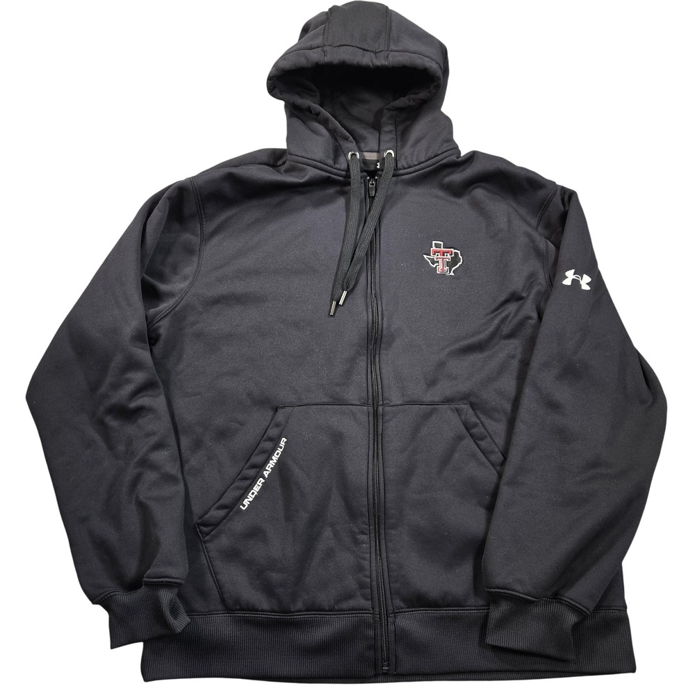 Texas Tech Red Raiders Jacket Mens Large Black NCAA Football Under Armour Hooded